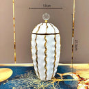 GobekUsa Golden Checkmate Ceramic Pot Vase Wavy Gilt Storage Tank