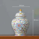 GobekUsa Enamelled Porcelain Tea Caddy Ginger Jar - Desktop Storage Container