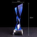 GobekUsa Blue Glass Twisted Column Trophy - Customize Competition Prize
