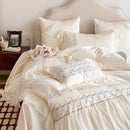GobekUsa Flowers Embroidery Princess Wedding Lace Bedding Set 1200TC Cotton Duvet Cover Flat Sheet Pillowcases