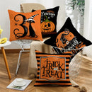 GobekUsa Halloween Pumpkin Linen Cushion Cover Set for Home Sofa Bedroom Decor