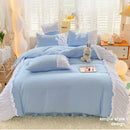 GobekUsa Lace Trim Solid Cotton Bedding Set - Queen/King/Double/Single Sizes