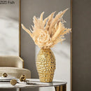 GobekUsa Golden Wrinkle Ceramic Vase - Desk Decoration, Gold-plated Floral Pots for Aesthetic Room Decor