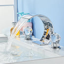 GobekUsa Gold Crystal Handle Bathroom Faucet - Widespread Brass Sink Tap