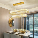 GobekUsa Crystal Circle LED Chandelier: Dimmable Pendant Lighting for Modern Stairs