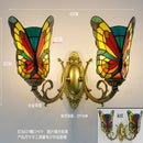 GobekUsa Butterfly Glass Sconces LED Wall Lamps Tiffany Mediterranean Bedroom Lighting