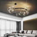 GobekUsa Glass Bubble LED Ceiling Chandelier for Home, Modern Ring Hanging Light Fixtures