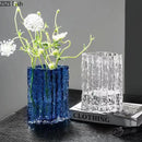 GobekUsa Clear Ice Vase for Hydroponic Flowers Desk Decor Bouquets Minimalist Floral Arrangement Modern Glass Pot