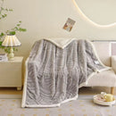 GobekUsa Banana Leaf Jacquard Faux Rabbit Fur Double Layer Lamb Bedspread