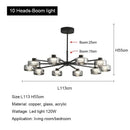 GobekUsa Glass LED Chandelier: Modern Minimalist Copper Pendant Light for Living Room & Bedroom