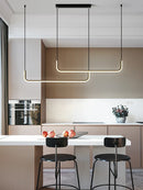 GobekUsa Black Gold Pendant Chandelier LED Ceiling Lamp for Modern Dining Room and Kitchen