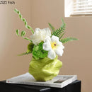 GobekUsa Green Ceramic Vase: Unique Plant Pot for Stylish Room Decor
