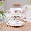 GobekUsa Gold Flower Porcelain Goblet Cup Tea Coffee Mug Juice Cup