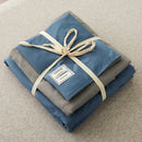 GobekUsa Japanese Grid Print Bed Set in Washed Cotton for Summer Comfort