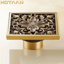 GobekUsa Antique Brass Flower Art Bathroom Floor Drain Waste Grate
