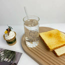 GobekUsa Cartoon Glass Cup with Straw for Drinking, Transparent Juice Mug, Practical Kitchen Drinkware