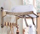 GobekUsa Bronze Carved Bath Accessories Set: Shelf, Towel Rack, Paper Holder, Toilet Brush Holder
