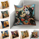 GobekUsa Cat Print Black Short Plush Pillowcase for Modern Living Room Décor