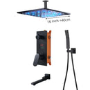 GobekUsa Digital Display Shower Faucet Set with Rainfall Head and Bathtub Spout