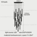 GobekUsa Cylindrical LED Staircase Chandelier Suspension Light - Modern Villa Water Pipe Fixture
