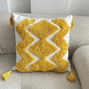GobekUsa Bohemian Tufted Tassel Cushion Cover | Plush Embroidered Decorative Pillow for Sofa