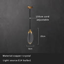 GobekUsa Crystal Copper Pendant Lights Gold Home Decor Glass Hanging Lamp