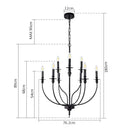 GobekUsa 9-Head Retro Industrial Chandelier Light E14 Candle Pendant Lamp