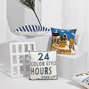 GobekUsa Coastal Chic Blue Geometric Cushion Cover 45x45cm Soft Cotton Breathable Zipper
