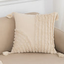 GobekUsa Boho Tufted Beige White Tassel Pillow Cover Home Decor Square Beaded Case