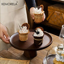 GobekUsa Japanese Wooden Cake Tray with Glass Lid | Kitchen Food Storage Box