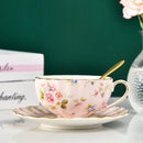 GobekUsa Elegant Flower Tea Cup Set with Spoon & Saucer