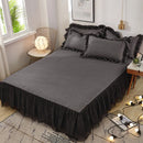 GobekUsa Korean Bed Skirt Set with Ruffled Edges - Solid, Skin-Friendly Bedding Kit