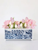 GobekUsa Blue White Porcelain Square Flowerpot Vase Chinese Retro Home Decor