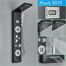 GobekUsa Black Shower Panel Column Wall Mount Rainfall Waterfall Faucet Hot Cold Mixer Tap