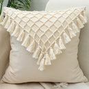 GobekUsa Geometric Tufted Cushion Cover Beige Patchwork Pillow Covers Wabi-sabi Style