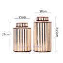GobekUsa Golden Stripe Ceramics Vase with Cover, Modern Storage Jar for Home Decor