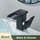 GobekUsa LED Black Waterfall Basin Faucet: Deck Mounted Hydroelectric Mixer Tap