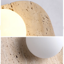 GobekUsa LED Wall Lamp 2 Glass Ball White, Yellow Travertine Stone Indoor Light