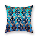 GobekUsa Geometric Leaf Flower Pillowcase Teal Blue Sofa Car Home Decor Throw Cover