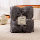 GobekUsa Luxe Faux Fox Plush Blanket: Thick, Warm, Soft Sofa Cover - High-Quality Solid Color