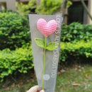 GobekUsa Hand Woven Love Heart Yarn Crochet Flower Bouquet with Green Leafy Branch