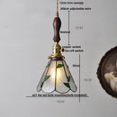 GobekUsa LED Adjustable Pendant Light Fixture Amber Glass Walnut Wood Bar Hanging Lamp