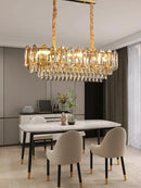 GobekUsa Gold Amber Crystal Chandelier Lights Modern Room Decor Hanging Lamp