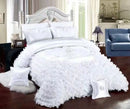 GobekUsa Luxe Champagne Jacquard Lace Bedspread Set with Pillowcases