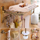 GobekUsa Antique Bathroom Shelf Towel Rack Set with Bath Hardware & Toilet Brush Holder