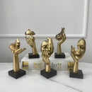 GobekUsa Golden Abstract Mask Statue 16cm Art Figure Thinker for Home Office Decor