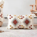 GobekUsa Boho Ivory Brown Tufted Lace Pillow Cover 50x30/45x45cm for Living Room/Sofa