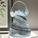 GobekUsa Glass Vase Basket Handbag Flower Arrangement Home Decoration Accessories