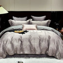 GobekUsa Gold Leaves Jacquard Cotton Bedding Set with Smooth Egyptian Cotton Duvet Cover