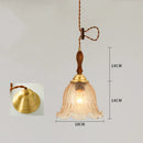 GobekUsa Cracked Glass Copper Wooden Pendant Light for Home Indoor Living Room